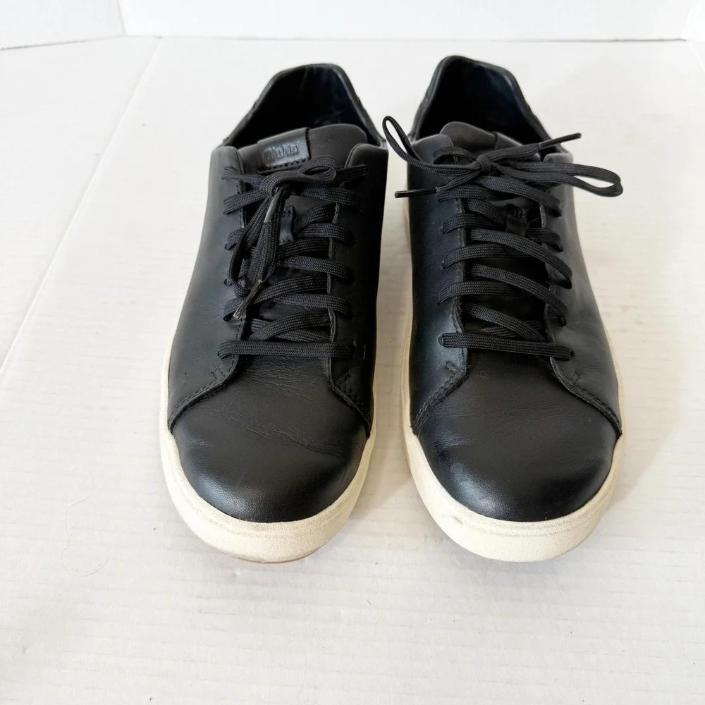 OluKai Men's Lae'ahi Lī 'Ili Waterproof Leather Onyx Black Sneaker Size 9.5